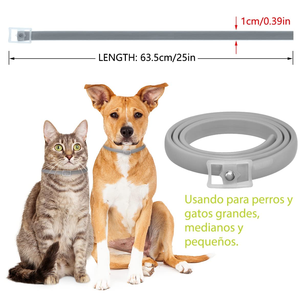Collar contra Pulgas y Garrapatas para Perros y Gatos Control Antipulgas 8 Meses de Protección Collar Antipulgas para Perros de 63,5 cm - Creapet Studio