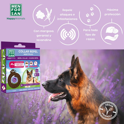 MENFORSAN Collar perros antiparasitario para perros con margosa, geraniol y lavandino, Cítrico, Marrón, 57 cm - Creapet Studio