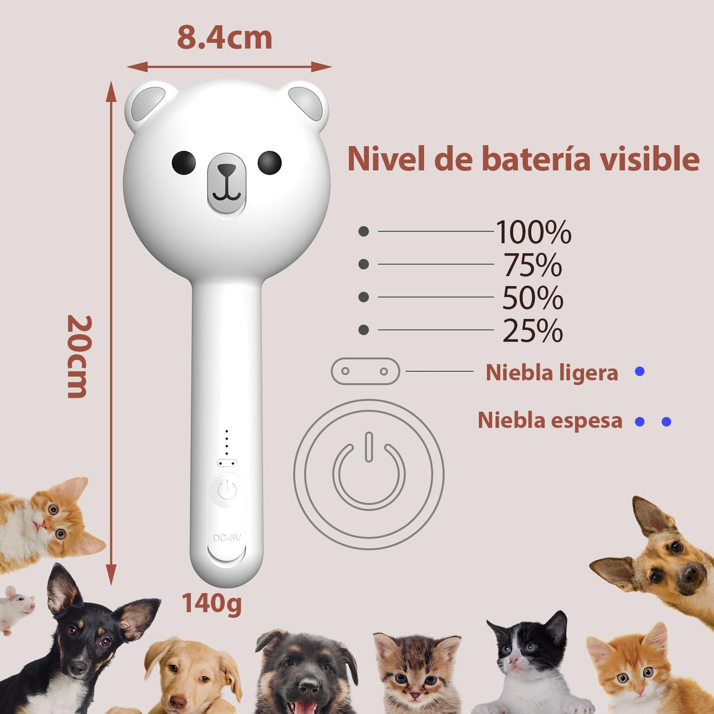Cepillo a Vapor para Gato Vapor