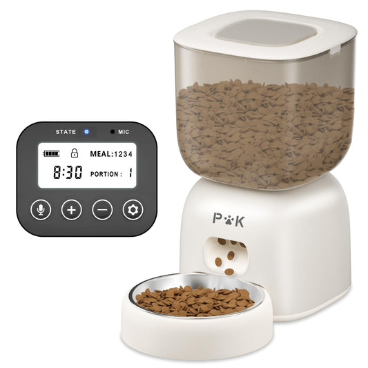 Puppy Kitty Cady Comedero Automático Gato, 3L Dispensador Comida Gatos con Grabación de Voz 10S de 1 a 4 Comidas - Creapet Studio