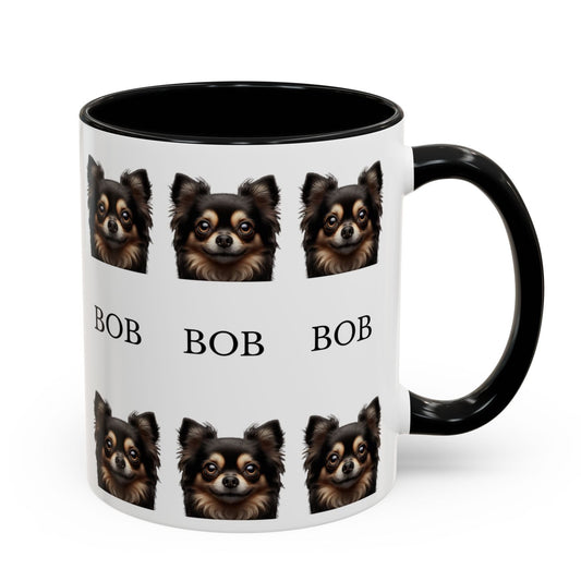 Personalized Dog Photo accent coffee mug, custom Name, custom dog face coffee cup gift