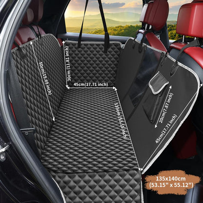 Funda Coche Perro Protector Asiento Impermeable Antidesliante Con Ventana de Malla Visible Para Asiento Trasero - Adecuado Para Mayoría de Coches 135x140x32cm - Creapet Studio