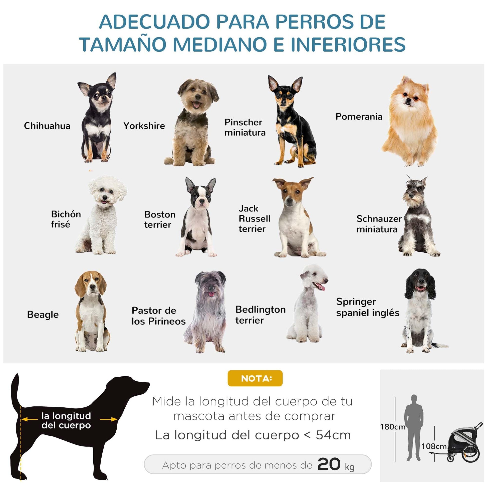 Remolque de Bicicleta para Perros 2 en 1 Carrito de Transporte para Mascotas con Puertas Enrollables Cinturón de Seguridad Bandera y 6 Reflectores Carga 30 kg 140x72,5x108 cm Gris - Creapet Studio