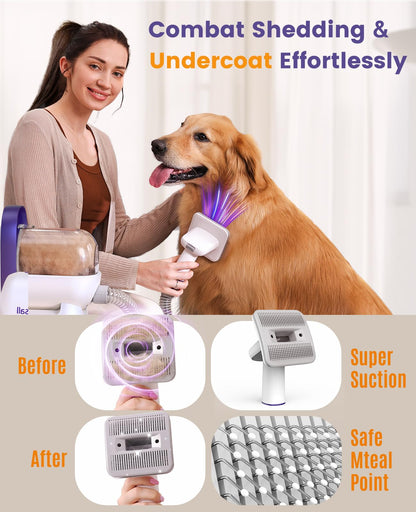 Aspiradora pelos de perros y gatos doméstico con cepillo, Aspiradora para pelos de Perro con un botón, Aspiradora pelos Mascotas con 4 Cepillos - Creapet Studio