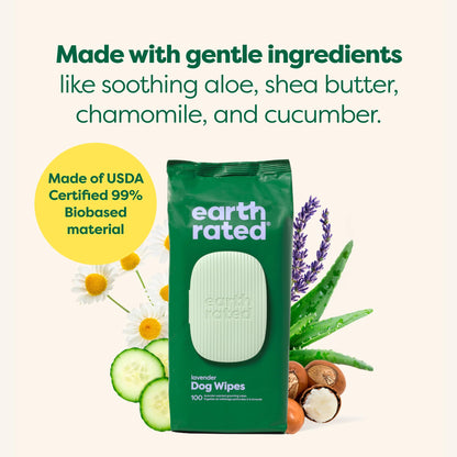 Toallitas hipoalergénicas para Perros, para Limpiar y Eliminar olores de Patas, Cuerpo y Trasero, Cachorros y Perros Adultos, Aroma a Lavanda, 100 Unidades - Creapet Studio