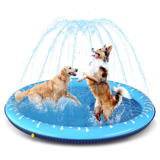 Piscina para Perros Grandes, D100cm/39in Piscina Plegable para Perro, Splash Pad Perro, Espesar 0.55mm, Antideslizante Tapete de Juegos de Agua, Juguete de Verano para Jardín al Aire Libre - Creapet Studio