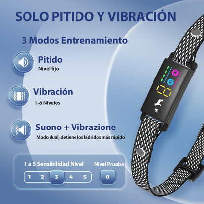 Collar Antiladridos Resistente al Agua LOSLAI – IP67, Pitido y Vibración, Ajustable con 5 Niveles de Sensibilidad, para Todo Tipo de Perros - Creapet Studio