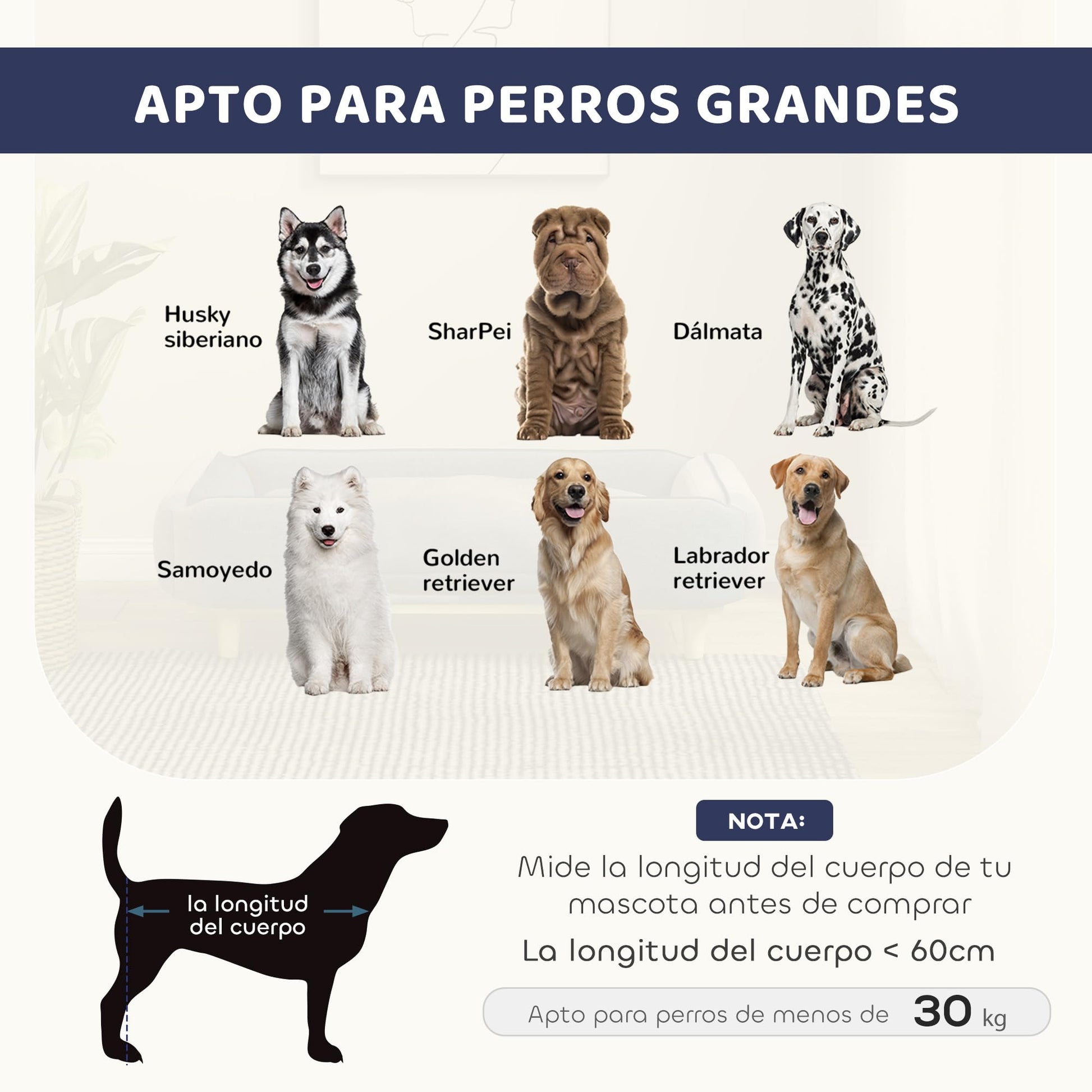 Cama Elevada para Mascotas con Cojín Lavable 