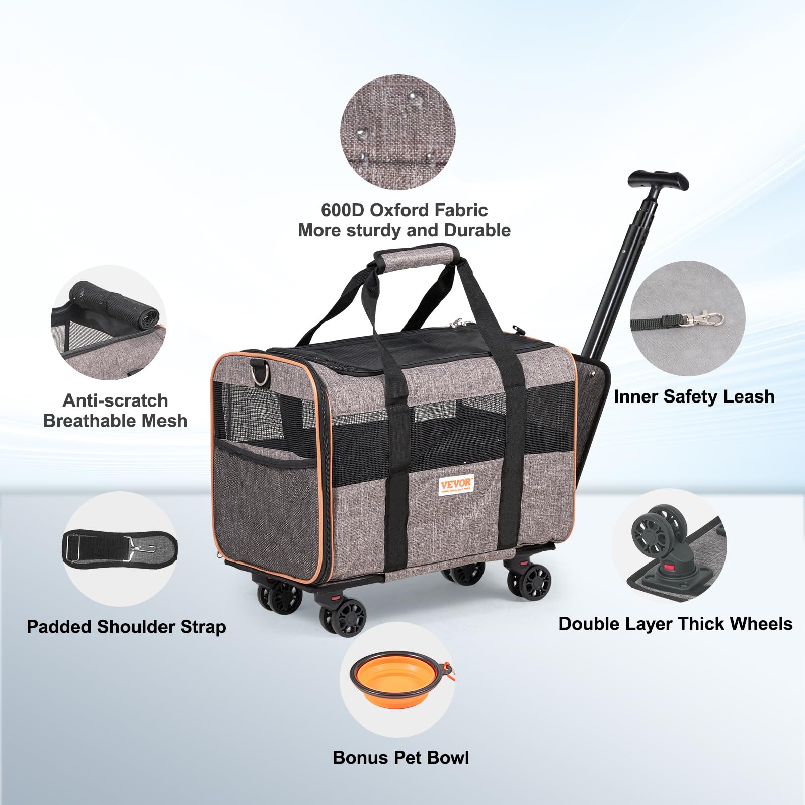 Transportín para Mascotas con Ruedas, transportín para perros y gatos - Creapet Studio