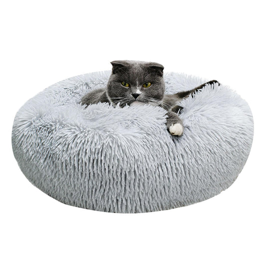 Baguuaray Cama para Perros 40CM Cama para Mascotas, Redonda Cama Gatos con Parte Inferior Antideslizante Adecuado Cálido Felpa Cama Cojin Invierno para Gatos y Perros Pequeños (S-Gris Claro) - Creapet Studio