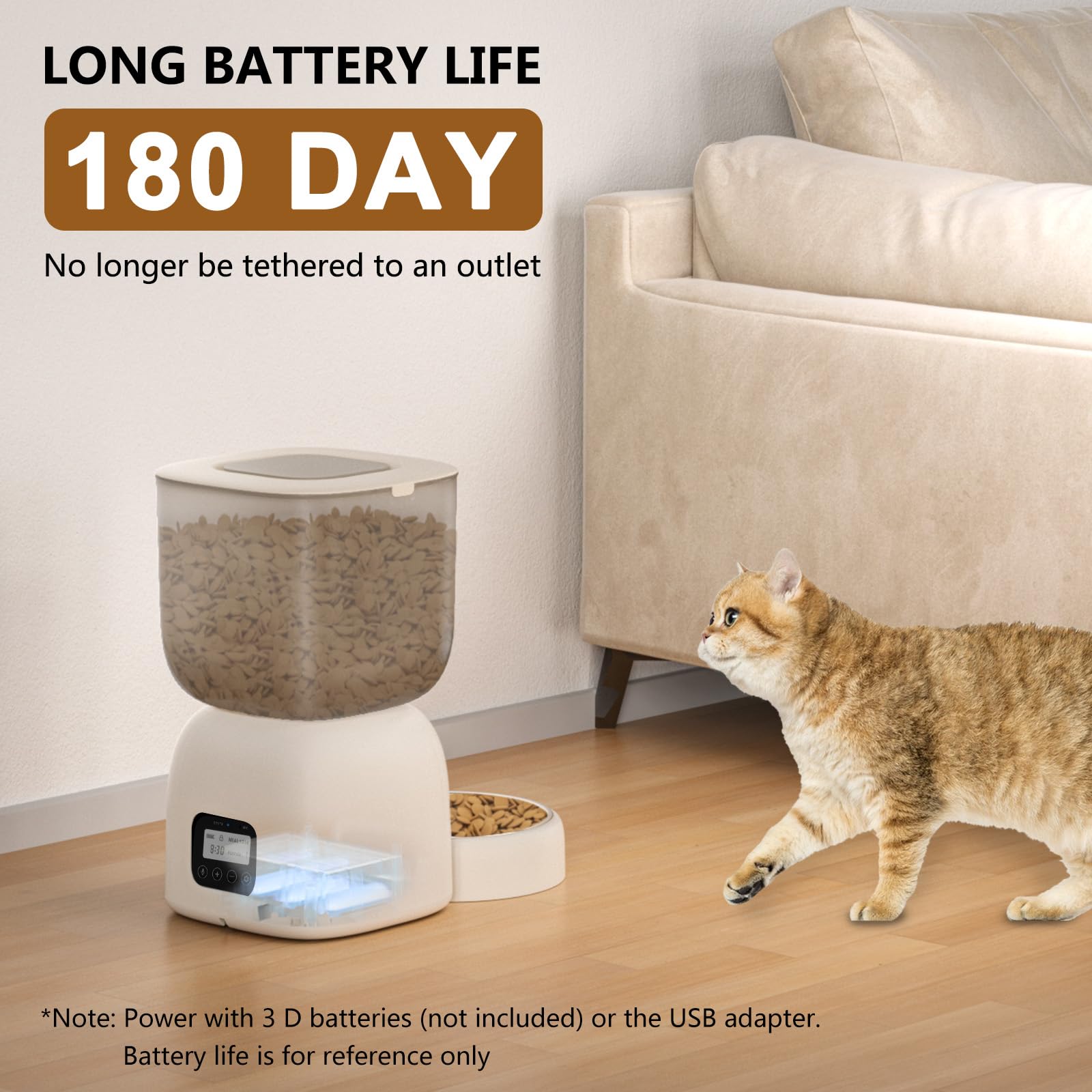 Puppy Kitty Cady Comedero Automático Gato, 3L Dispensador Comida Gatos con Grabación de Voz 10S de 1 a 4 Comidas - Creapet Studio