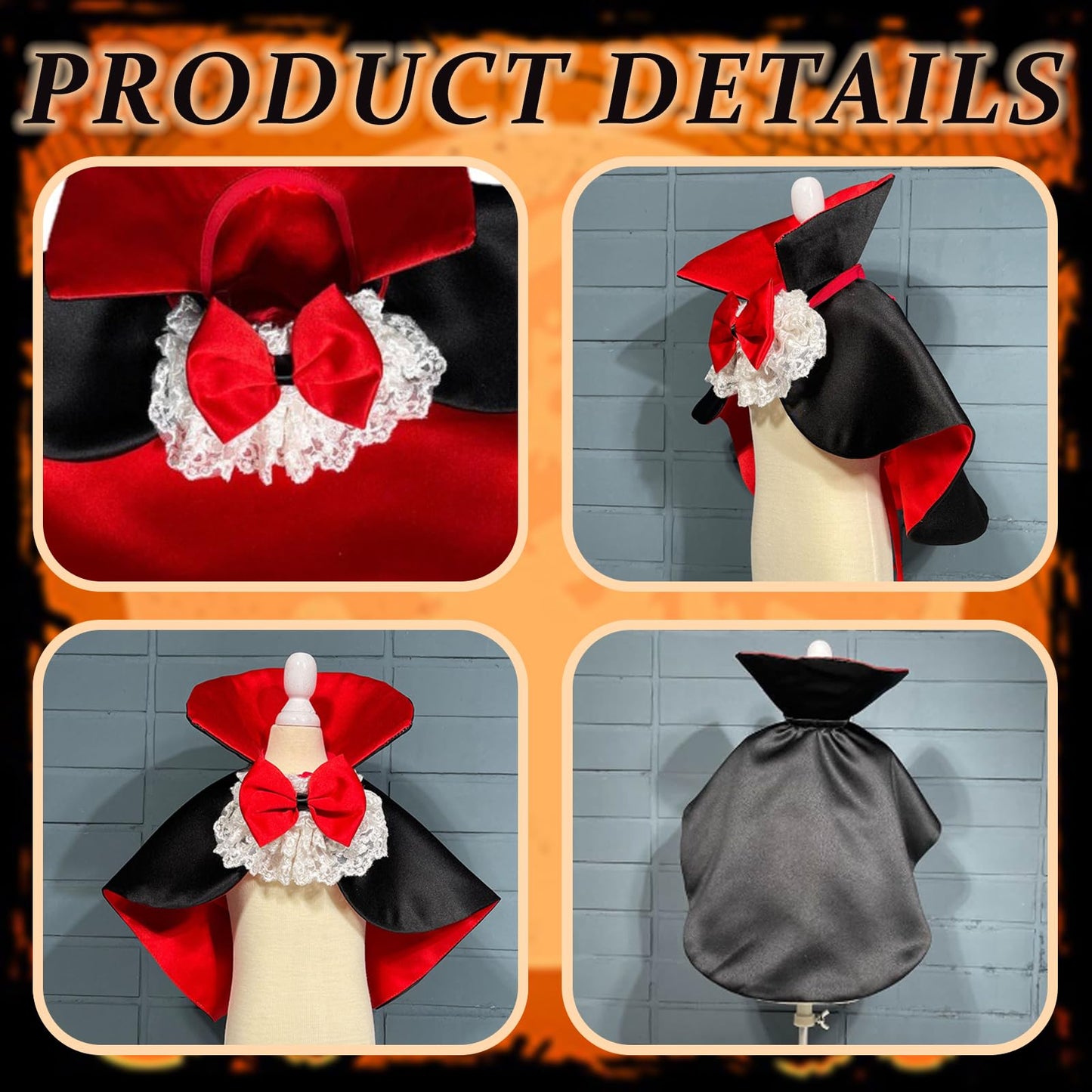 Capa de Vampiro para Perros y Gatos de Halloween