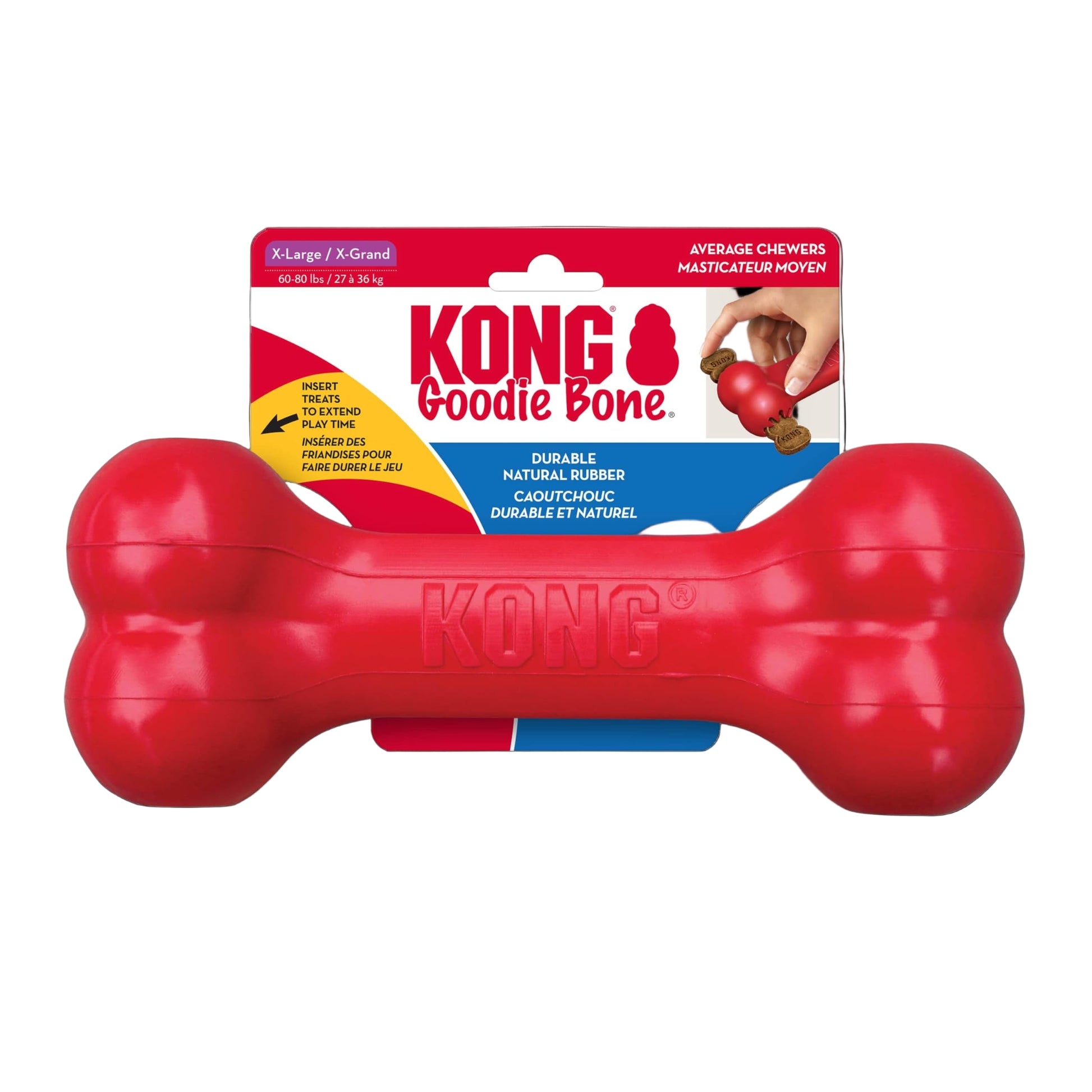 KONG Hueso para perro de goma natural rojo