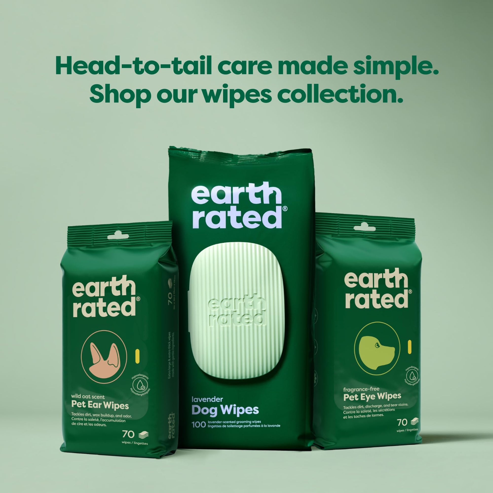 Toallitas hipoalergénicas para Perros, para Limpiar y Eliminar olores de Patas, Cuerpo y Trasero, Cachorros y Perros Adultos, Aroma a Lavanda, 100 Unidades - Creapet Studio