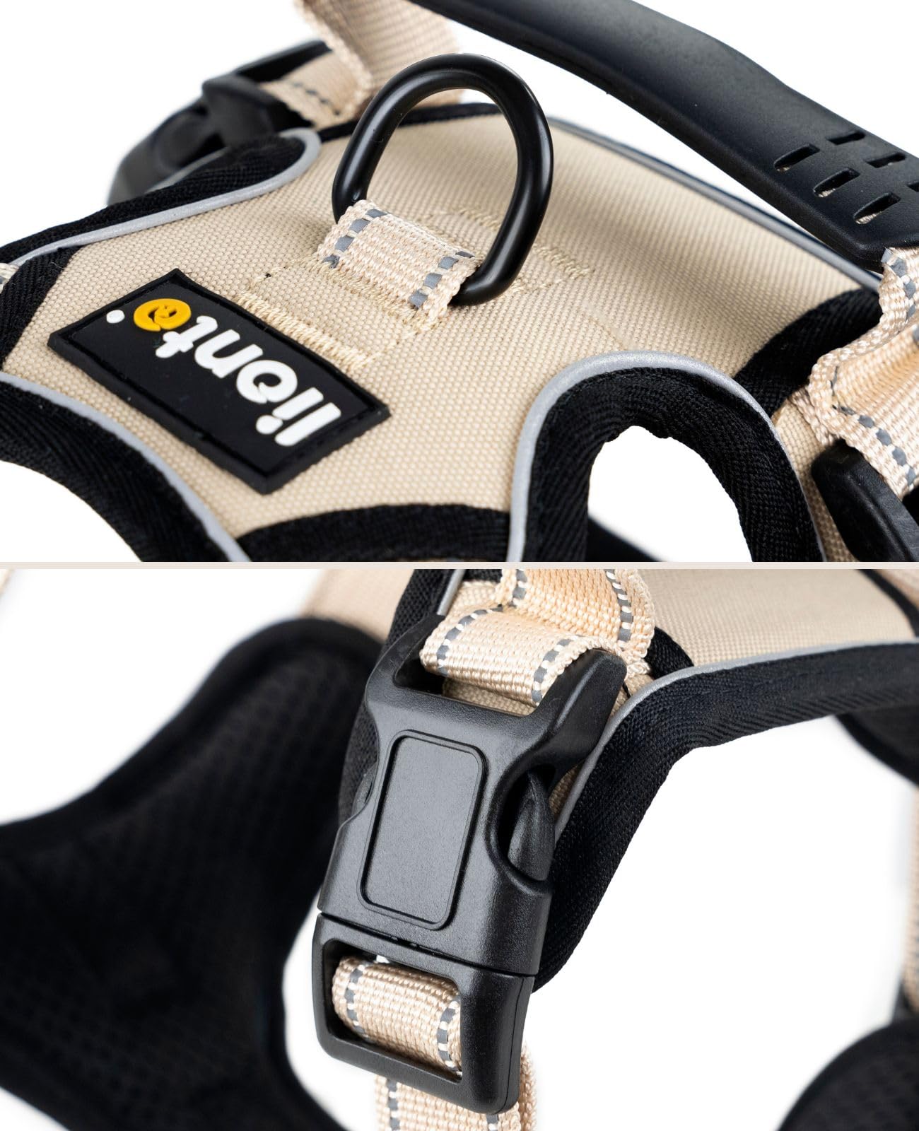 Arnés de Seguridad para Perros lionto – Reflectante, Antitirones y Ajustable, Talla S, Beige - Creapet Studio