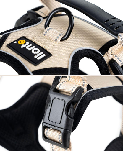 Arnés de Seguridad para Perros lionto – Reflectante, Antitirones y Ajustable, Talla S, Beige - Creapet Studio
