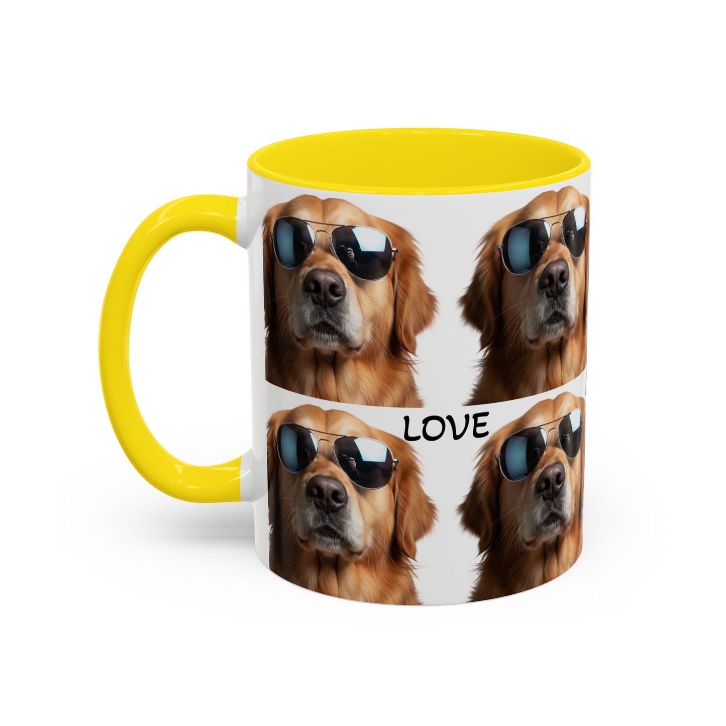 Cool golden retriever coffee mug, Love sunglasses dog accent mug, funny dog coffee mug, cool Sunglasses dog gift for dog lovers