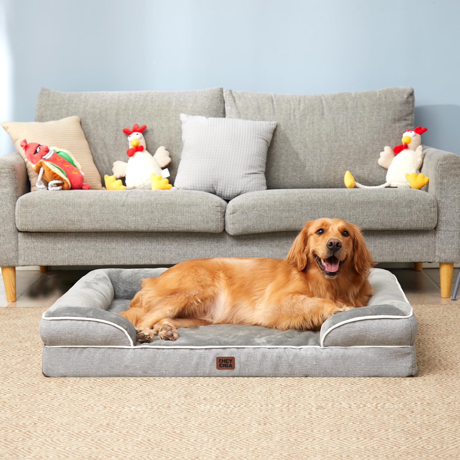 Cama ortopédica extra grande para perros (112x81x16 cm), ideal para razas grandes o gigantes. Fabricada con espuma viscoelástica para máximo confort y alivio articular. - Creapet Studio