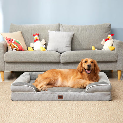 Cama Perros Extra Grande 112x81x16 cm, Ortopedica Cama para Perros Impermeable con Espuma Viscoelástica, Gigante Lavable Sofá Mascota Desmontable, Gris - Creapet Studio