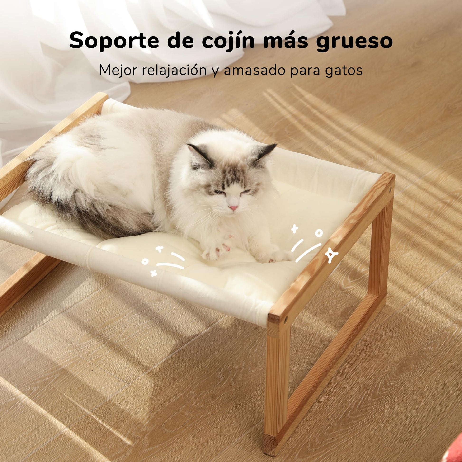 FUKUMARU Cama para Gatos, Camas de Terciopelo de Felpa para Gatos de Interior, Hamaca de Madera para Gatos, sofá de Gato de 50 x 40 CM, Adecuada para Gatos, Cachorros, Conejos - Creapet Studio