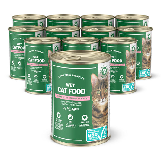 Comida húmeda para Gatos, trozos de salmón ASC en Salsa, 12 x 415 g - Creapet Studio