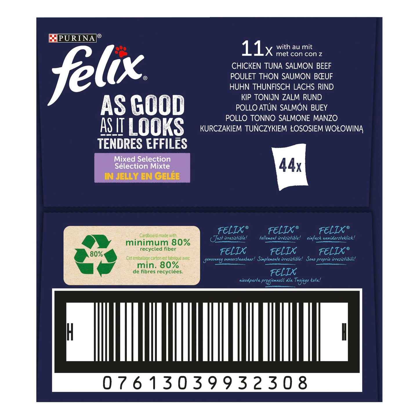 Purina Felix Fantastic Comida Húmeda para Gato Adulto Pack Surtido, 44 Sobres de 85g - Creapet Studio