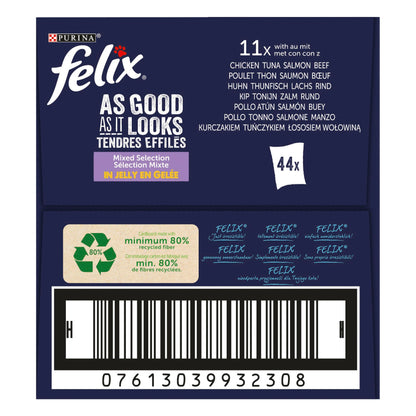 Purina Felix Fantastic Comida Húmeda para Gato Adulto Pack Surtido, 44 Sobres de 85g - Creapet Studio