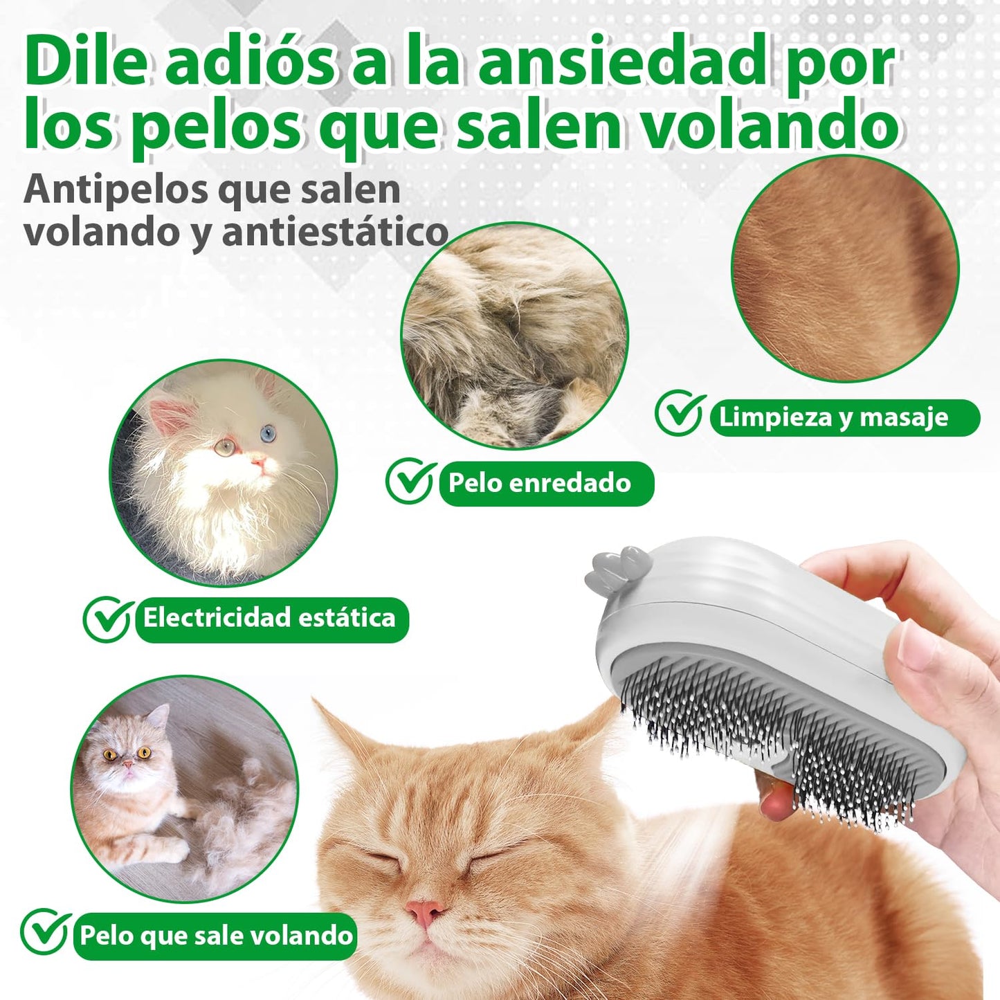 Cepillo Vapor Para Gatos 3 en 1