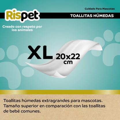 Toallitas Dermatológicamente Coco y queratina Perros y Gatos y Mascotas, 54 toallitas