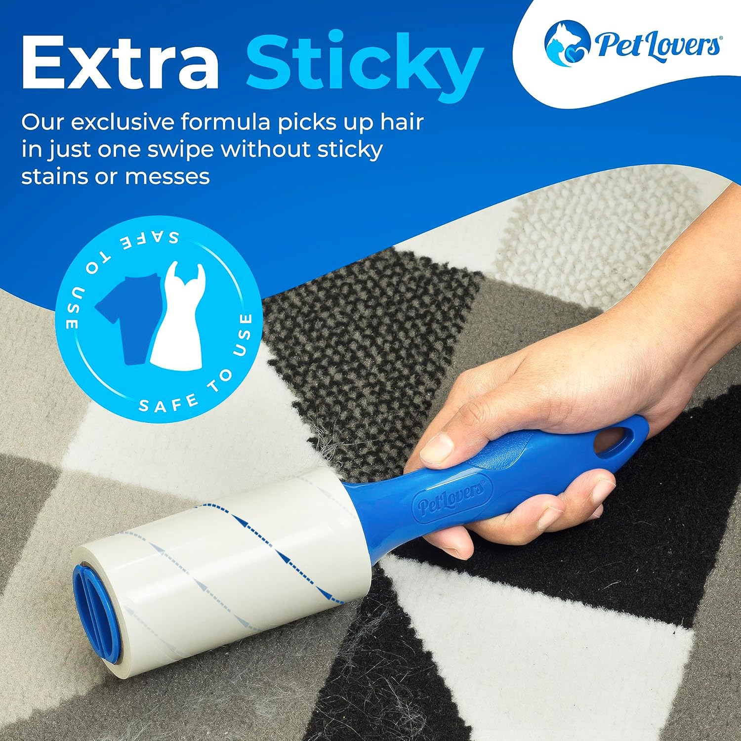PetLovers Rollo Extra de Pelusa Adhesiva Conjunto de megavalor 450 Hojas para depilación de Mascotas removedor de Pelusa para Perros y Gatos Paquete de 5 - Creapet Studio