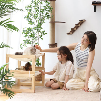 FUKUMARU Cama para Gatos, Camas de Terciopelo de Felpa para Gatos de Interior, Hamaca de Madera para Gatos, sofá de Gato de 50 x 40 CM, Adecuada para Gatos, Cachorros, Conejos - Creapet Studio