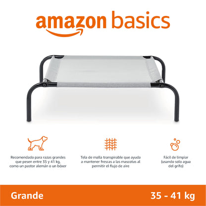 Amazon Basics Perro Cama elevada refrescante para mascotas, Large, 130 x 80 x 19 cm (L x An x Al), Gris - Creapet Studio