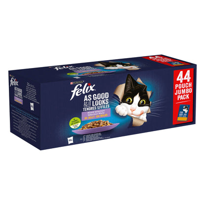 Purina Felix Fantastic Comida Húmeda para Gato Adulto Pack Surtido, 44 Sobres de 85g - Creapet Studio