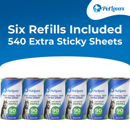Rollo Extra de Pelusa Adhesiva Conjunto de megavalor 540 Hojas para depilación de Mascotas removedor de Pelusa para Perros y Gatos 6 recargas - Creapet Studio