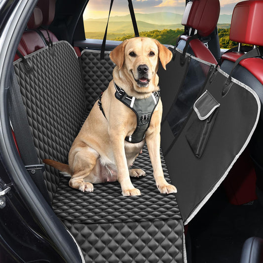 Funda Coche Perro Protector Asiento Impermeable Antidesliante Con Ventana de Malla Visible Para Asiento Trasero - Adecuado Para Mayoría de Coches 135x140x32cm - Creapet Studio
