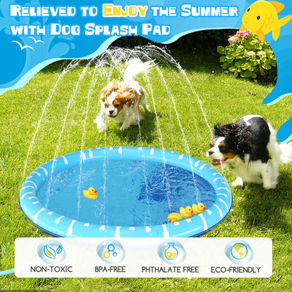 Piscina para Perros Grandes, D100cm/39in Piscina Plegable para Perro, Splash Pad Perro, Espesar 0.55mm, Antideslizante Tapete de Juegos de Agua, Juguete de Verano para Jardín al Aire Libre - Creapet Studio