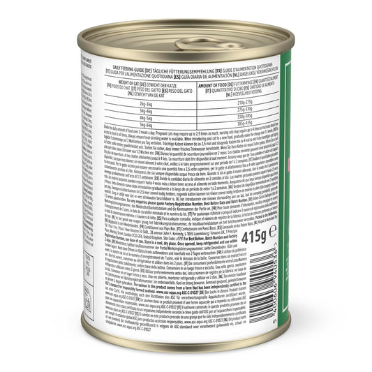 Comida húmeda para Gatos, trozos de salmón ASC en Salsa, 12 x 415 g - Creapet Studio