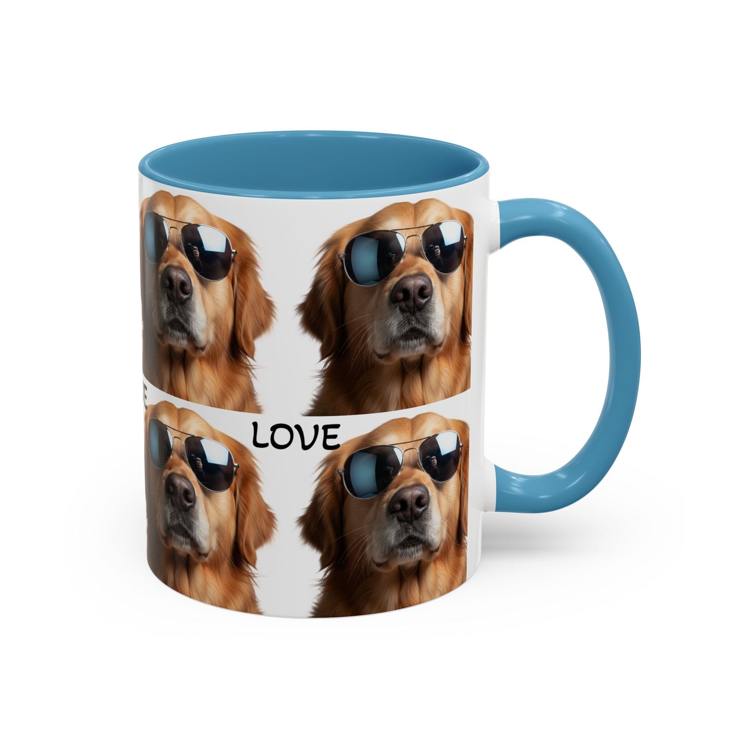 Cool golden retriever coffee mug, Love sunglasses dog accent mug, funny dog coffee mug, cool Sunglasses dog gift for dog lovers