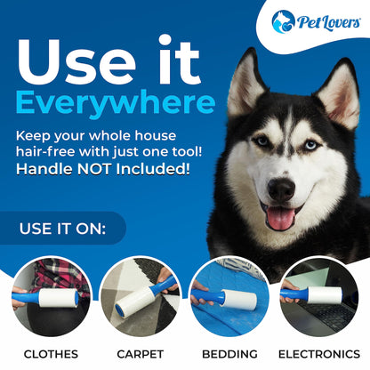 Rollo Extra de Pelusa Adhesiva Conjunto de megavalor 540 Hojas para depilación de Mascotas removedor de Pelusa para Perros y Gatos 6 recargas - Creapet Studio