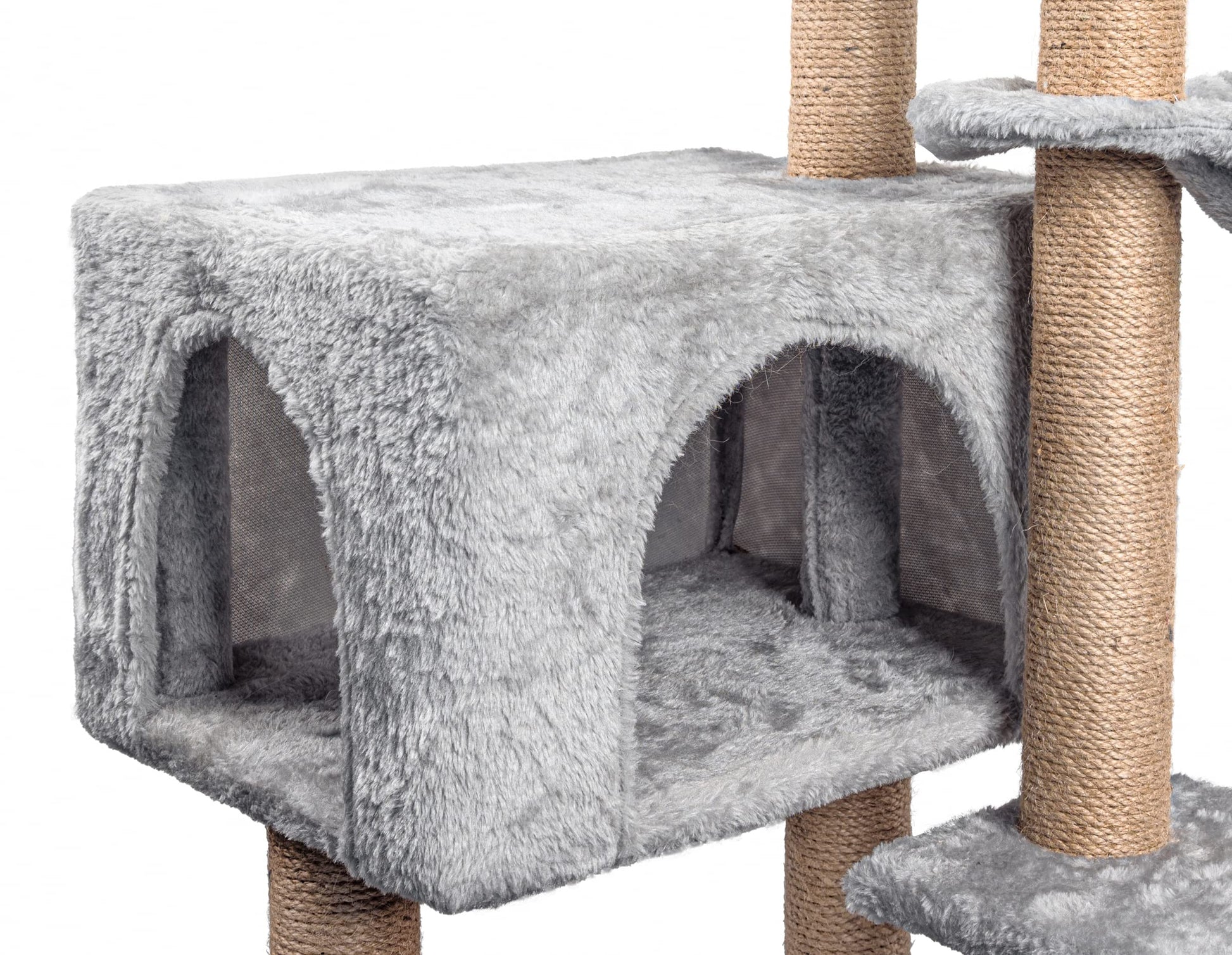 Rascador para Gatos Árbol para Gatos,145cm Rascador, Torre de Escalada, Estable de Varios Niveles, árboles de Actividades con 7 Postes de sisal, 5 Plataformas, 2 nidos - Creapet Studio