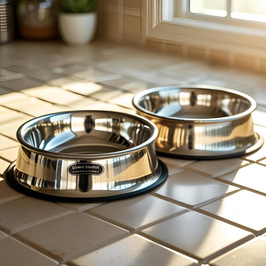 Cuencos para Perros de Acero Inoxidable, Antideslizantes, Parte Inferior de Goma, Grado Alimenticio 2 Paquetes - Creapet Studio