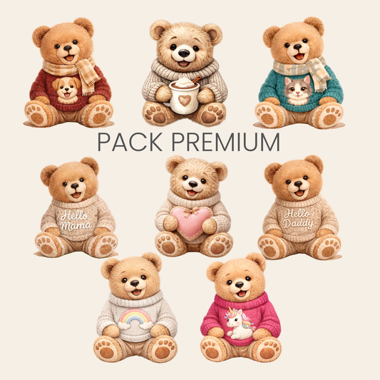 Cozy Bears Bundle PNG – Premium Teddy Bear Collection