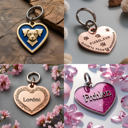 Placa de identificación para gatos y perros personalizada con forma de corazón - Creapet Studio