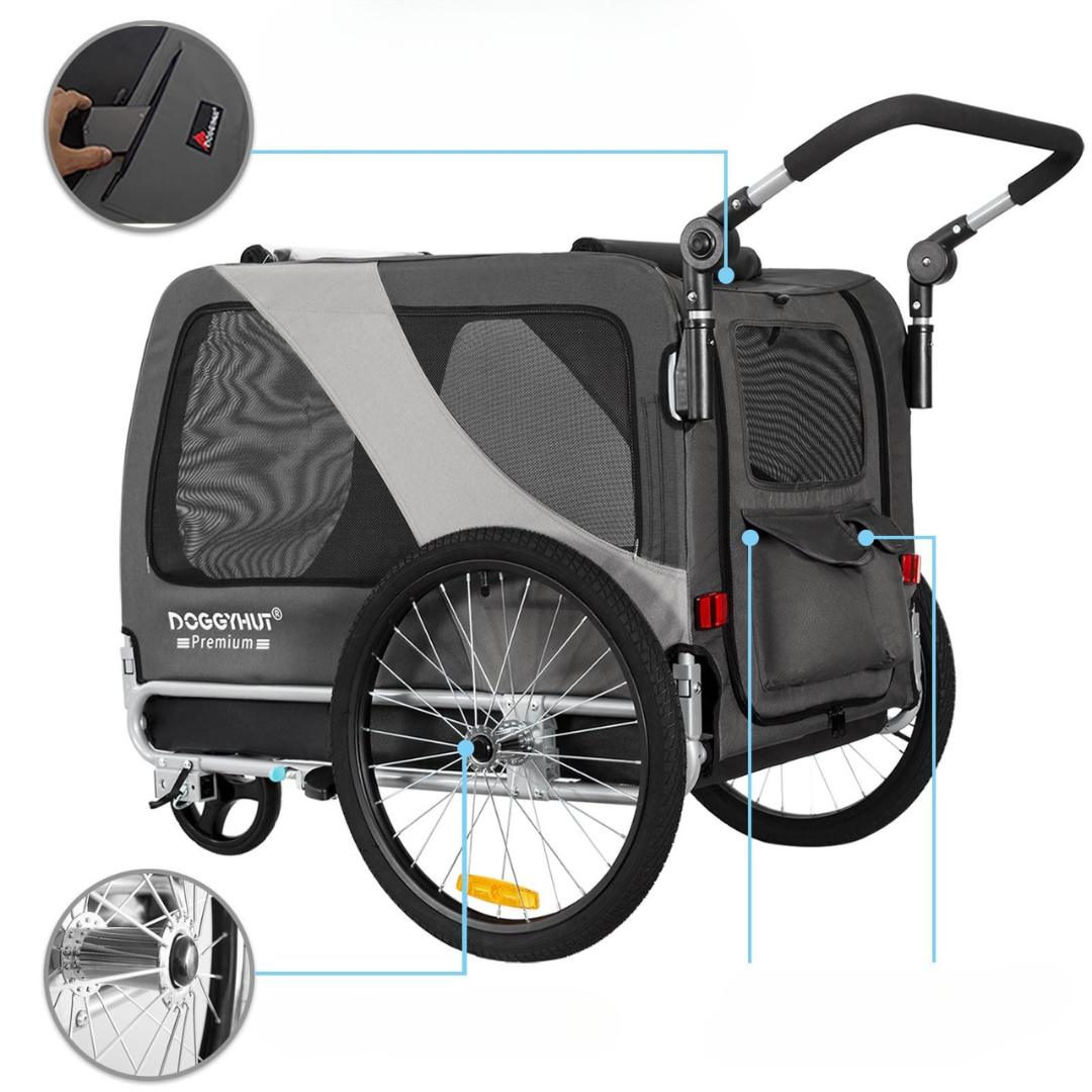 Remolque de bicicleta para perros XL hasta 45 kg - Creapet Studio