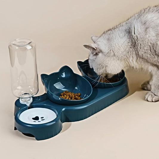 Cuencos de oreja para gatos con alimentador de agua
