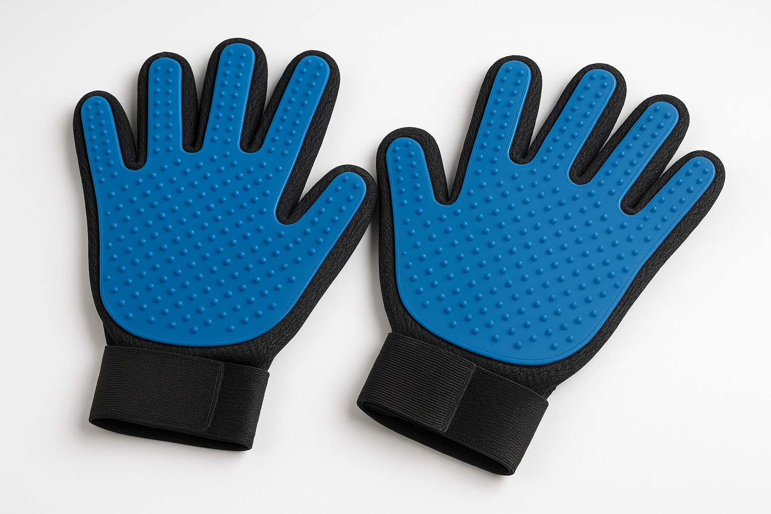 quantes de mano color azul de silicona y negro para perros